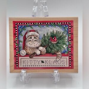 Stamps Happen Kitty Klaus Rubber Stamp Christmas Linda Grayson Unused